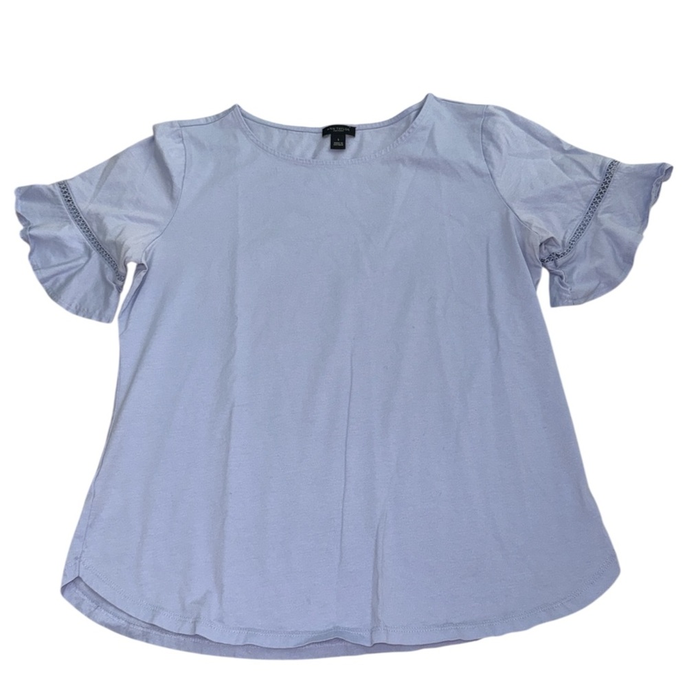 Ann Taylor Light Lavender Ruffle Sleeve Blouse